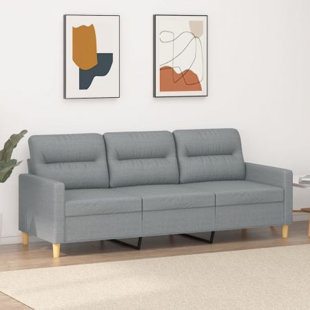 3-Seater Sofa Light Grey 180 cm Fabric