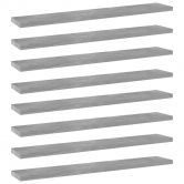 Bookshelf Boards 8 pcs Concrete Grey 60x10x1.5 cm Engineered Wood