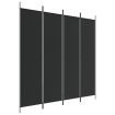 4-Panel Room Divider Black 200x200 cm Fabric
