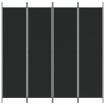 4-Panel Room Divider Black 200x200 cm Fabric