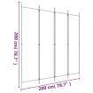 4-Panel Room Divider Black 200x200 cm Fabric