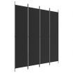 4-Panel Room Divider Black 200x220 cm Fabric