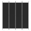 4-Panel Room Divider Black 200x220 cm Fabric