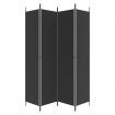 4-Panel Room Divider Black 200x220 cm Fabric