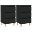 Bed Cabinets with Solid Wood Legs 2 pcs Black 40x35x69 cm