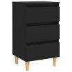 Bed Cabinets with Solid Wood Legs 2 pcs Black 40x35x69 cm