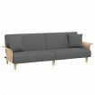 Sofa Bed with Armrests Dark Grey Fabric