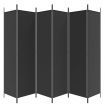 6-Panel Room Divider Black 300x200 cm Fabric