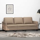 3-Seater Sofa Cappuccino 180 cm Faux Leather