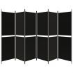 6-Panel Room Divider Black 300x180 cm Fabric