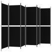 6-Panel Room Divider Black 300x180 cm Fabric