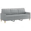 3-Seater Sofa with Throw Pillows Light Grey 180 cm Fabric