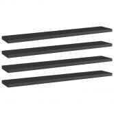 Bookshelf Boards 4 pcs High Gloss Black 60x10x1.5 cm Engineered Wood