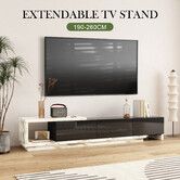 Extendable TV Stand Unit Storage Cabinet Entertainment Centre Console Table Bench 3 Drawers Walnut and White