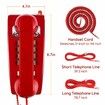 Retro Wall Phones for Landline with Mechanical Ringer Corded Telephone Wall Mounted with Indicator Waterproof Old Style Landline Phones for Home Kitchen,Red