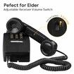 Retro Wall Phones for Landline with Mechanical Ringer Corded Telephone Wall Mounted with Indicator Waterproof Old Style Landline Phones for Home Kitchen,Black