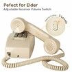 Retro Wall Phones for Landline with Mechanical Ringer Corded Telephone Wall Mounted with Indicator Waterproof Old Style Landline Phones for Home Kitchen,Beige