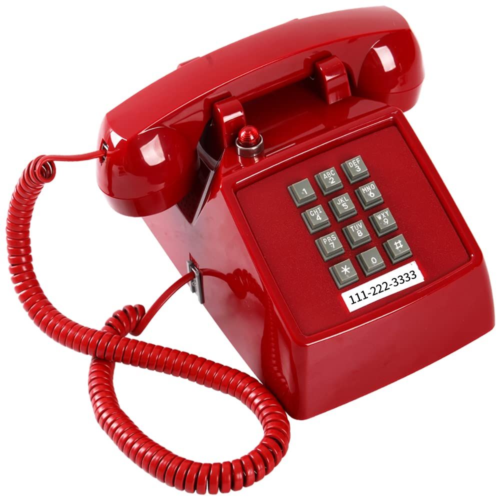 Traditional Red Landline Phone,Retro Corded Telephone with Message Indicator,Classic 2500 Analog Desk Phone,Vintage Corded Desk Telephone Large Button,Old Red Telephone Landline (Red)