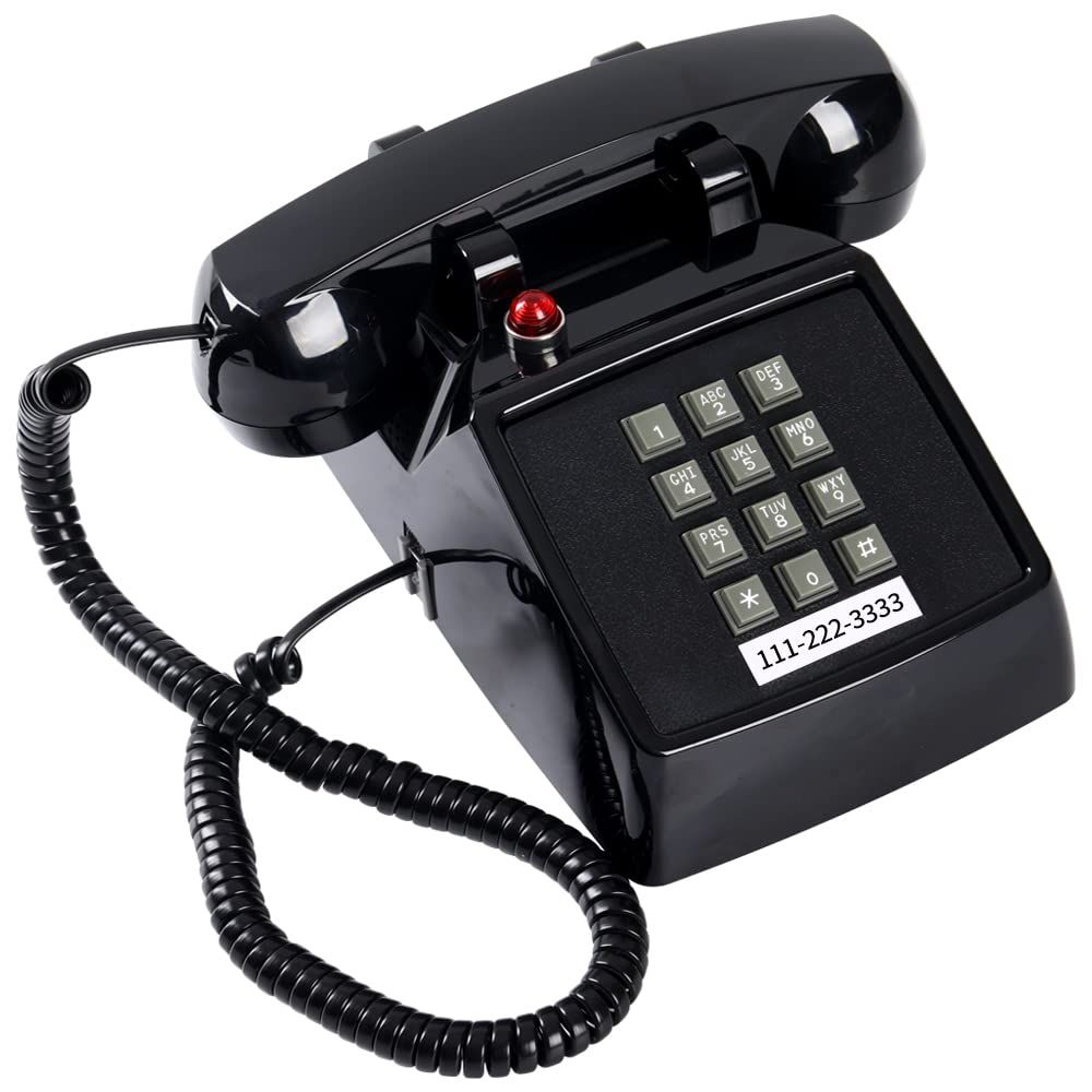 Traditional Red Landline Phone,Retro Corded Telephone with Message Indicator,Classic 2500 Analog Desk Phone,Vintage Corded Desk Telephone Large Button,Old Red Telephone Landline for School,Home (Black)