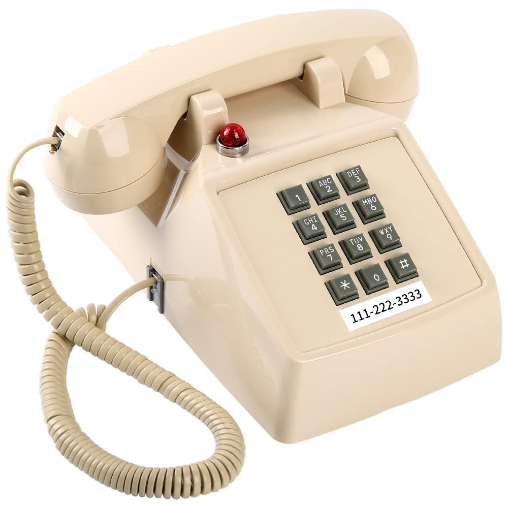 Traditional Landline Phone,Retro Corded Telephone with Message Indicator,Classic 2500 Analog Desk Phone,Vintage Corded Desk Telephone Large Button,Old Telephone Landline (Beige)