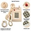 Traditional Landline Phone,Retro Corded Telephone with Message Indicator,Classic 2500 Analog Desk Phone,Vintage Corded Desk Telephone Large Button,Old Telephone Landline (Beige)