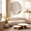 60cm Round Wall Mirror Bathroom Vanity Standing Large Bedroom Gold Decorative Mount Circle Hallway Makeup Shower Shaving