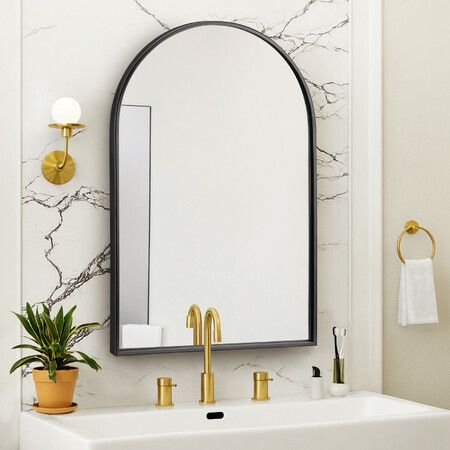 Black Arch Wall Mirror Bathroom Vanity Large Framed Mount Standing Hallway Bedroom Makeup Shower Decorative Shaving