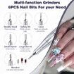45000RPM Nail Drill Machine Electric Portable Nail File Rechargeable Nail Sander for Gel Nails Polishing for Home Manicure Salon,Colorful White