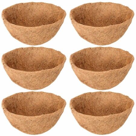 6 Pack 12 Inch Hanging Basket Coco Liners Replacement,100% Natural Round Coconut Coco Fiber Planter Basket Liners for Hanging Basket Flowers/Vegetables