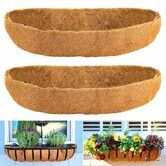 Coco Liners for Planters,2 Pack 24 Inch Trough Coconut Liners for Planters,Window Box Coco Liners,100% Natural Coconut Fiber Liners for Wall Hanging Basket,Window Box,Fence Baskets