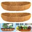 Coco Liners for Planters,2 Pack 24 Inch Trough Coconut Liners for Planters,Window Box Coco Liners,100% Natural Coconut Fiber Liners for Wall Hanging Basket,Window Box,Fence Baskets