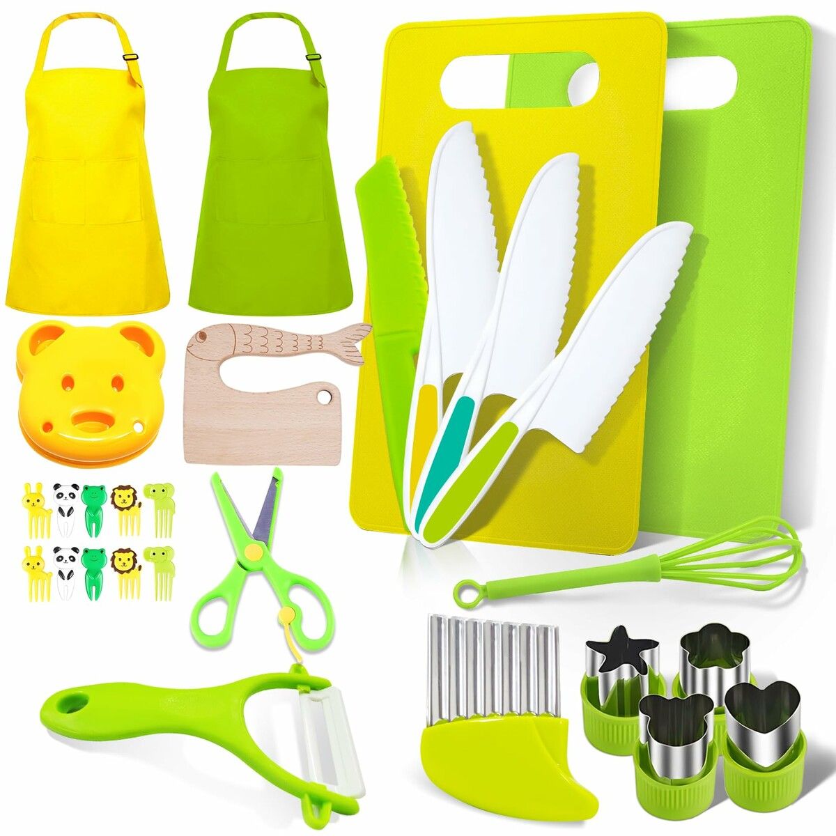 28PC Montessori Kitchen Tools Kids Cooking Safe Knives Educational Birthday Gifts Boys Girls Gifts