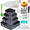 194Cake Square Pan Sets for Baking Cake Decorating  4 Springform Pans Set , Icing Tips, Cake Leveler CheeseCake Pan