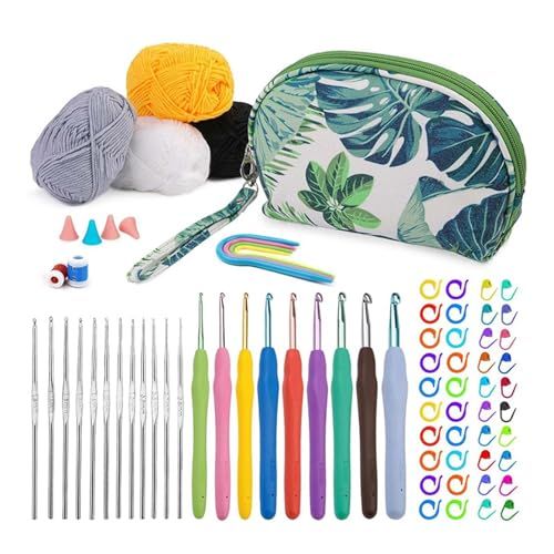 76pcs Crochet Kit for Beginners DIY handcraft knitting Including Crochet acrylic Yarn TPR hooks set storage bag