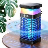 Bug Zapper Outdoor Indoor Mosquito Zapper Solar Fly Zapper Rechargeable Electric Mosquito Zapper IP68 Waterproof Insect Fly Trap Plug in with RGB Light & Reading Lamp for Patio Camping Home Backyard