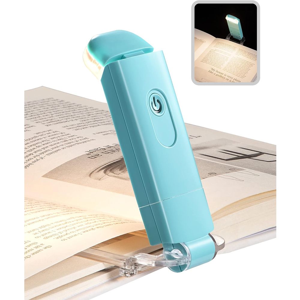 USB Rechargeable Book Light for Reading in Bed, LED Book Reading Lights with Clip, Perfect for Bookworms, Kids, Warm White, Brightness Adjustable (Blue)