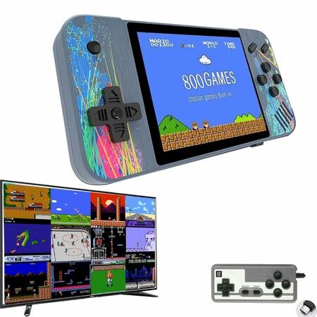 Gameboy Handheld Game Console Retro Gaming Console Preloaded 800 Classical Games Portable Gaming Player with 3.5" LCD Screen,Mini Arcade Electronic Toy Gifts for Boys Girls (Grey)