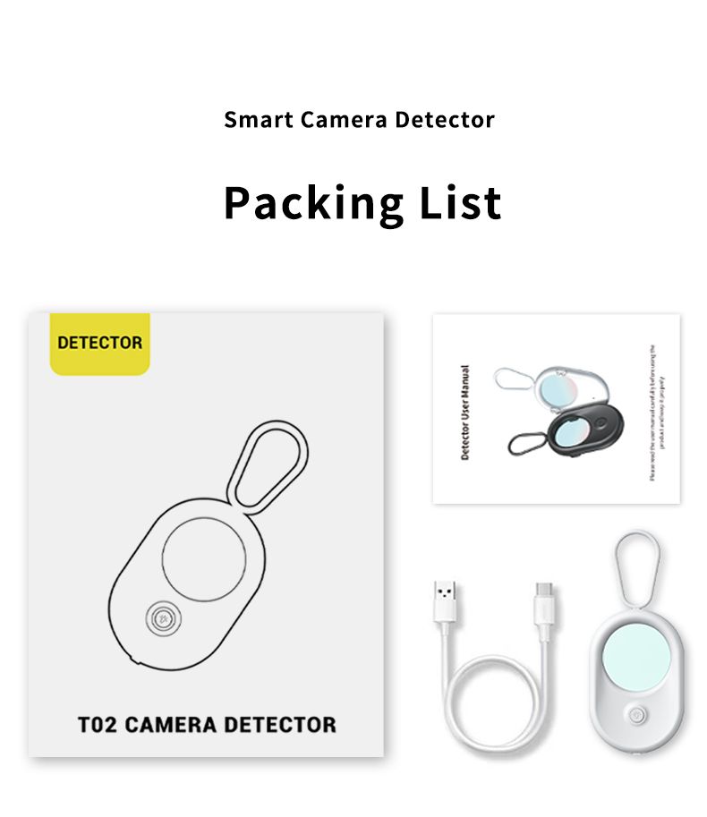 Portable Hidden Camera Detector Anti Spy Detector Bug Spy Camera Finder Anti-Peeping Infrared Scanning For Business,Office,Airbnb,Hotels,Bathroom Color White