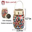 Mosaic Solar Lights Outdoor Hanging Lanterns, Rechargeable Mosaic Solar Lanterns, Outdoor Waterproof Solar Night Lights Table Lamps for Decorations