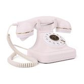 Retro Landline Telephone with Corded Dial Button Classic Telephone Antique Telephone with Redirect Function for Home Office (White)