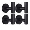 Towel Hooks for Bathroom, 4 Packs Wall Mount Towel Holder, Black Matte Wall Robe Hook, Stainless Steel Heavy Duty Door Hanger Towel Hook for Kitchen, Bedroom, Hotel, Pool, Coats, Black