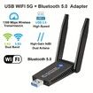 AC1300Mbps USB Wifi Dongle for PC,2 Antennas USB Wifi Adapter,Dual Band 5dBi 5GHz USB Wifi Computer Internet Adapter for PC/Tablet/Laptop Support Window and IOS