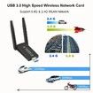 AC1300Mbps USB Wifi Dongle for PC,2 Antennas USB Wifi Adapter,Dual Band 5dBi 5GHz USB Wifi Computer Internet Adapter for PC/Tablet/Laptop Support Window and IOS