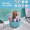 Desk Organizer, 360 Degree Rotating Pen Holder for Desk, Desk Organizers and Accessories with 5 Compartments Pencil Organizer, Art Supply Storage Box Caddy for Office, Home, Light Blue