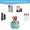 Desk Organizer, 360 Degree Rotating Pen Holder for Desk, Desk Organizers and Accessories with 5 Compartments Pencil Organizer, Art Supply Storage Box Caddy for Office, Home, Light Blue