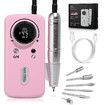 45000RPM Electric Nail Drill Machine Professional Nail Drills for Gel Nails Polish Rechargeable Portable Nail File Manicure Tool Color Pink
