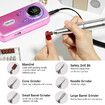 45000RPM Electric Nail Drill Machine Professional Nail Drills for Gel Nails Polish Rechargeable Portable Nail File Manicure Tool Color Pink