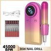 45000RPM Nail Drill Machine Rechargeable Nail File Nails Accessories Gel Nail Polish Sander Professional Tool Manicure Set Color Gradient Gold