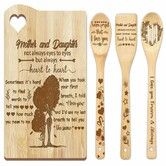 Mom and Daughter Cutting Board Set Bamboo Chopping Board EcoFriendly Chef Mothers Day Birthday Gifts Female Sister Anniversary Christmas Kitchen Present