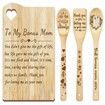 Bonus Mom Cutting Board Set Bamboo Chopping Board EcoFriendly Chef Mothers Day Gifts Birthday Female Sister Anniversary Christmas Kitchen Present